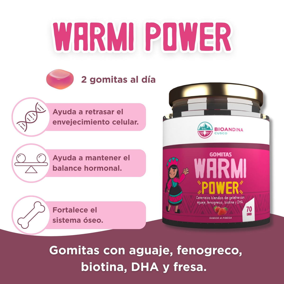 Warmi Power | Gomitas con Aguaje y Fenogreco