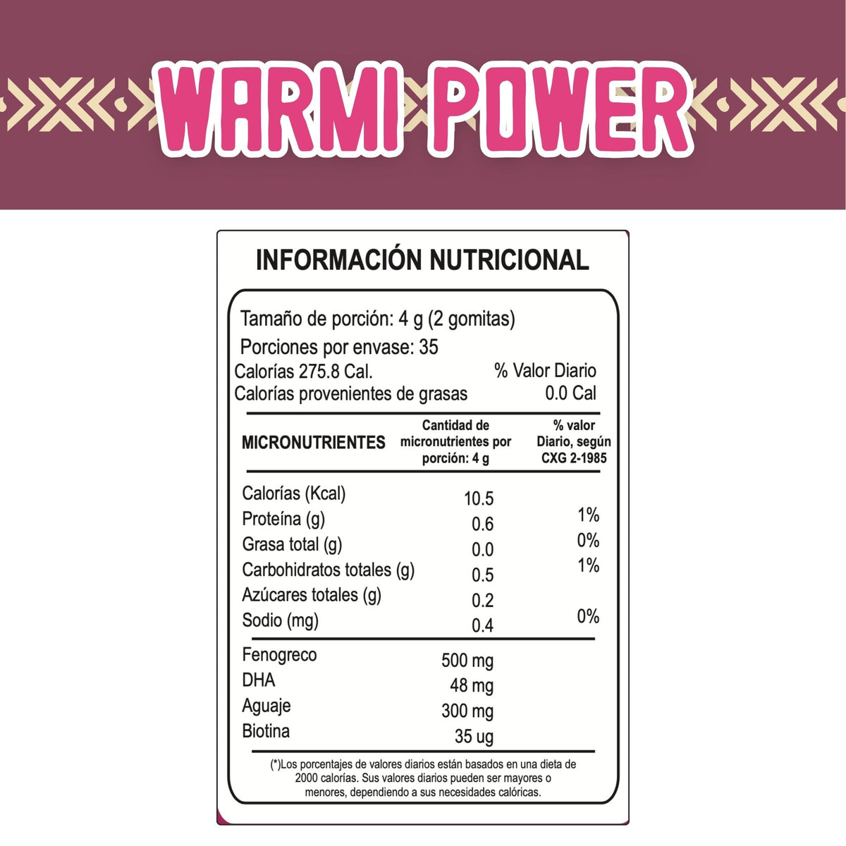 Warmi Power | Gomitas con Aguaje y Fenogreco