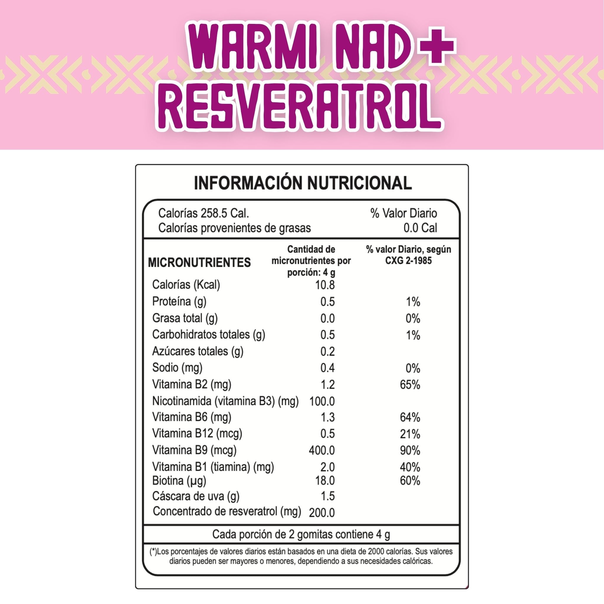 Warmi NAD+ Resveratrol | Gomitas con Vitaminas para Mujeres